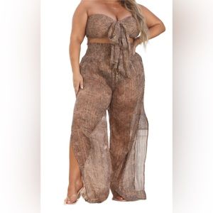 Plus size sheer animal print cover-up